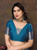 Women's Banarasi Kanjivaram Cotton Silk Saree With Unstitched Blouse Material