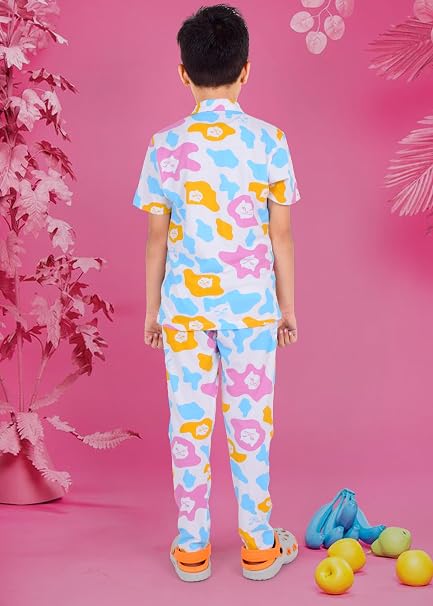 Unisex Pure Cotton Short Sleeve Kids Night Dress for Boys & Girls Nightwear/Sleepsuit/Sleepwear/Loungewear Night Suit for Boys and Girls Top and Pyjama Combo Set