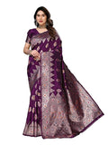Women's Banarasi Kanjivaram Cotton Silk Saree With Unstitched Blouse Material