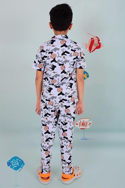 Unisex Pure Cotton Short Sleeve Kids Night Dress for Boys & Girls Nightwear/Sleepsuit/Sleepwear/Loungewear Night Suit for Boys and Girls Top and Pyjama Combo Set