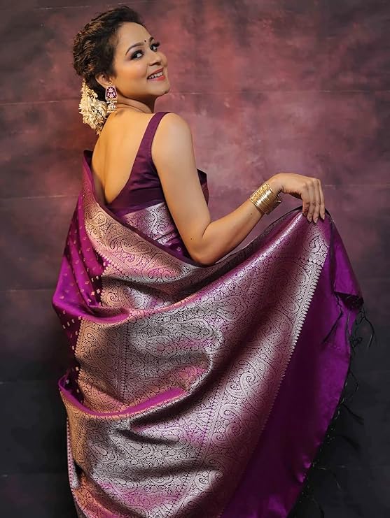 Women's Pure Soft Silk Saree With Blouse Piece For Wedding