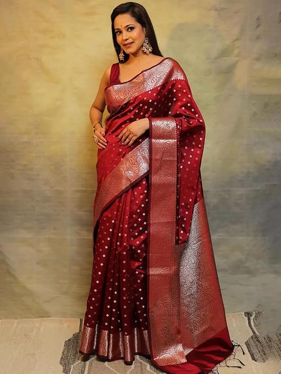 Women's Pure Soft Silk Saree With Blouse Piece For Wedding