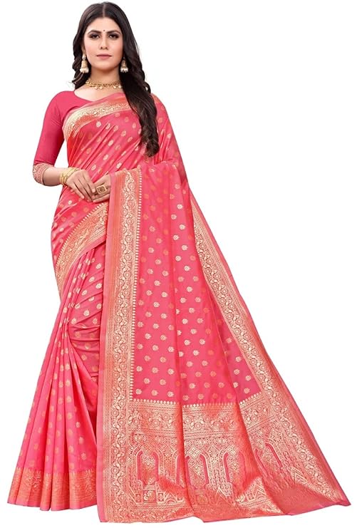 Women's Pure Kanjivaram Silk Saree Soft Design With Blouse Piece For Weddin
