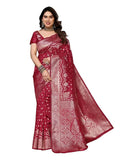 Women's Banarasi Kanjivaram Cotton Silk Saree With Unstitched Blouse Material