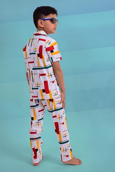 Unisex Pure Cotton Short Sleeve Kids Night Dress for Boys & Girls Nightwear/Sleepsuit/Sleepwear/Loungewear Night Suit for Boys and Girls Top and Pyjama Combo Set