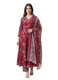Women's Rayon Printed A-Line Kurta Set with Pant and Dupatta | Kurti Set for Women