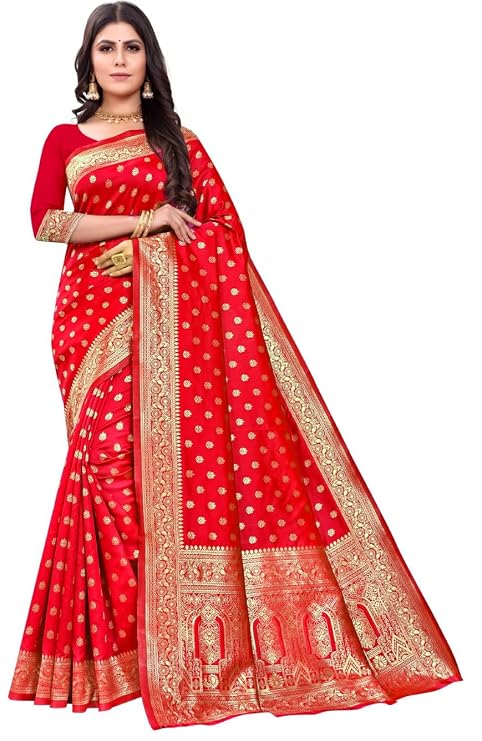 Women's Pure Kanjivaram Silk Saree Soft Design With Blouse Piece For Wedding