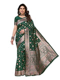 Women's Banarasi Kanjivaram Cotton Silk Saree With Unstitched Blouse Material