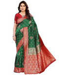 Women's Banarasi Kanjivaram Cotton Silk Saree With Unstitched Blouse Material