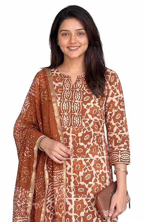 Women's Printed Straight Kurta and Pant with Dupatta Set