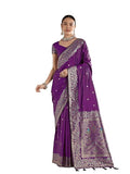 Women's Kanjivaram Style Soft Silk Saree With Blouse For Wedding