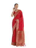 Women's Kanjivaram Style Soft Silk Saree With Blouse For Wedding