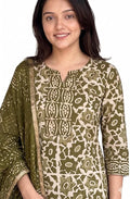 Women's Printed Straight Kurta and Pant with Dupatta Set