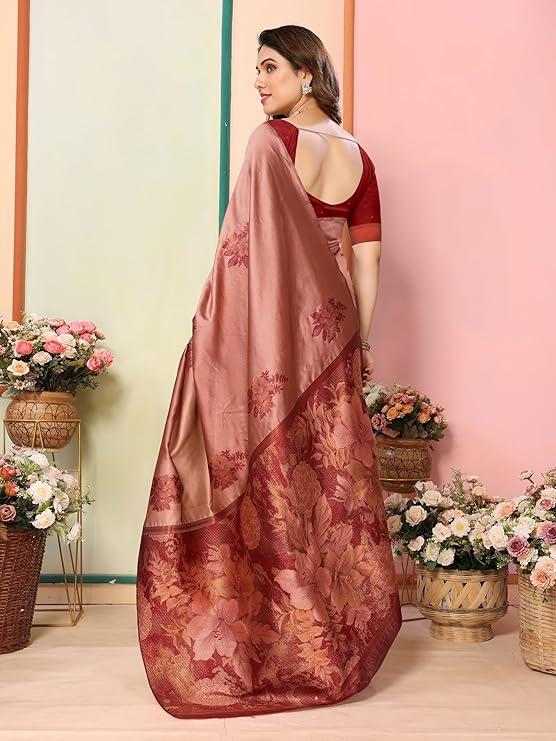 Women's Kanjivaram Banarasi Soft Silk Saree With Unstitched Blouse Piece