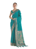 Women's Kanjivaram Style Soft Silk Saree With Blouse For Wedding