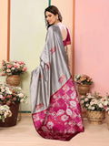 Women's Kanjivaram Banarasi Soft Silk Saree With Unstitched Blouse Piece
