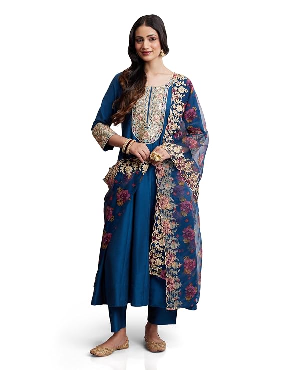 Women's Embroidered Anarkali Kurta Suit Set