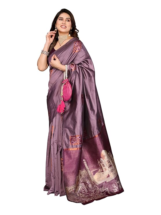 Women's Kanjivaram Banarasi Soft Silk Saree With Unstitched Blouse Piece