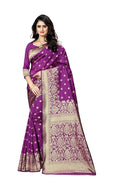 Women's Pure Soft Silk Saree With Blouse Piece For Wedding Wine Color
