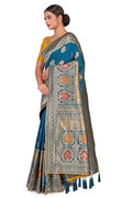 Women's Soft Banarasi Style Silk Saree With Blouse Piece For Wedding