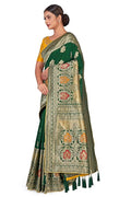 Women's Soft Banarasi Style Silk Saree With Blouse Piece For Wedding