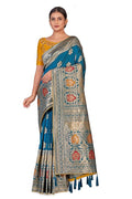 Women's Soft Banarasi Style Silk Saree With Blouse Piece For Wedding