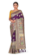 Women's Soft Banarasi Style Silk Saree With Blouse Piece For Wedding
