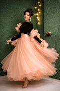 orange velvet lehenga choli