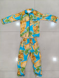 Kids World Map Print Cotton Night Suit Set | Full Sleeve Button-Down Shirt & Pajama Sleepwear for Boys & Girls
