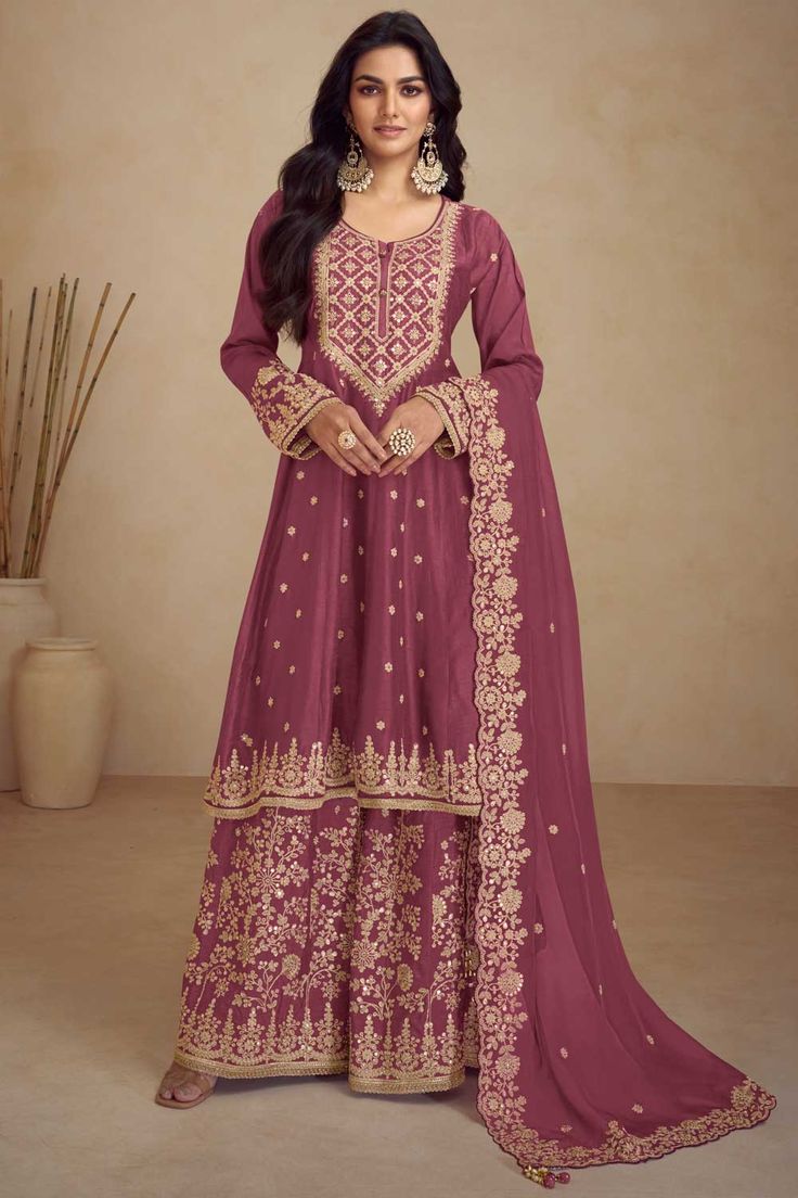 Embroidered Sharara Palazzo Suit