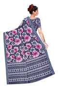 Women's Olive Paisley Printed Linen Blend Saree with Blue Border | Elegant Floral Ethnic Wear for Festive & Daily Use