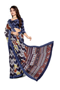 Women's Olive Paisley Printed Linen Blend Saree with Blue Border | Elegant Floral Ethnic Wear for Festive & Daily Use