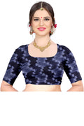 Women's Olive Paisley Printed Linen Blend Saree with Blue Border | Elegant Floral Ethnic Wear for Festive & Daily Use