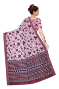 Women's Olive Paisley Printed Linen Blend Saree with Blue Border | Elegant Floral Ethnic Wear for Festive & Daily Use