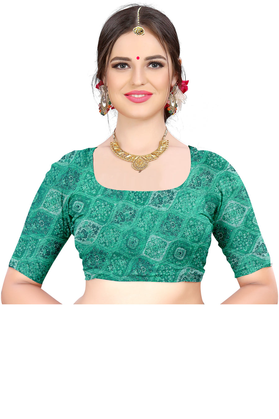 Women's Olive Paisley Printed Linen Blend Saree with Blue Border | Elegant Floral Ethnic Wear for Festive & Daily Use