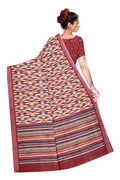 Women's Olive Paisley Printed Linen Blend Saree with Blue Border | Elegant Floral Ethnic Wear for Festive & Daily Use