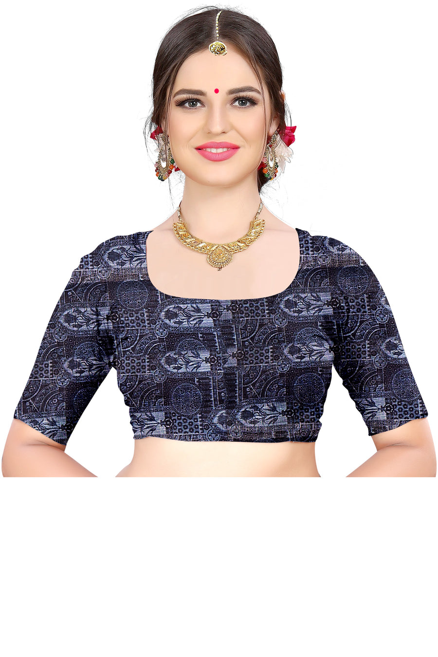 Women's Olive Paisley Printed Linen Blend Saree with Blue Border | Elegant Floral Ethnic Wear for Festive & Daily Use