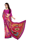Women's Olive Paisley Printed Linen Blend Saree with Blue Border | Elegant Floral Ethnic Wear for Festive & Daily Use