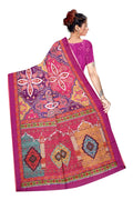 Women's Olive Paisley Printed Linen Blend Saree with Blue Border | Elegant Floral Ethnic Wear for Festive & Daily Use