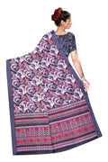 Women's Olive Paisley Printed Linen Blend Saree with Blue Border | Elegant Floral Ethnic Wear for Festive & Daily Use