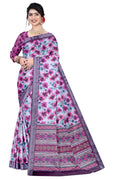 Women's Olive Paisley Printed Linen Blend Saree with Blue Border | Elegant Floral Ethnic Wear for Festive & Daily Use