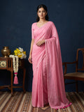 Women's Olive Paisley Printed Linen Blend Saree with Blue Border | Elegant Floral Ethnic Wear for Festive & Daily Use