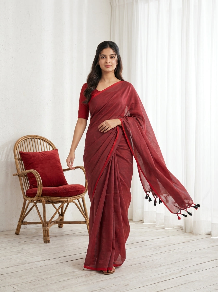 Women's Olive Paisley Printed Linen Blend Saree with Blue Border | Elegant Floral Ethnic Wear for Festive & Daily Use