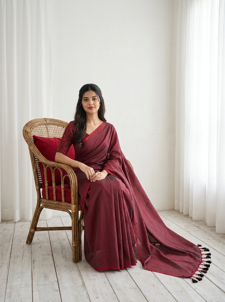 Women's Olive Paisley Printed Linen Blend Saree with Blue Border | Elegant Floral Ethnic Wear for Festive & Daily Use