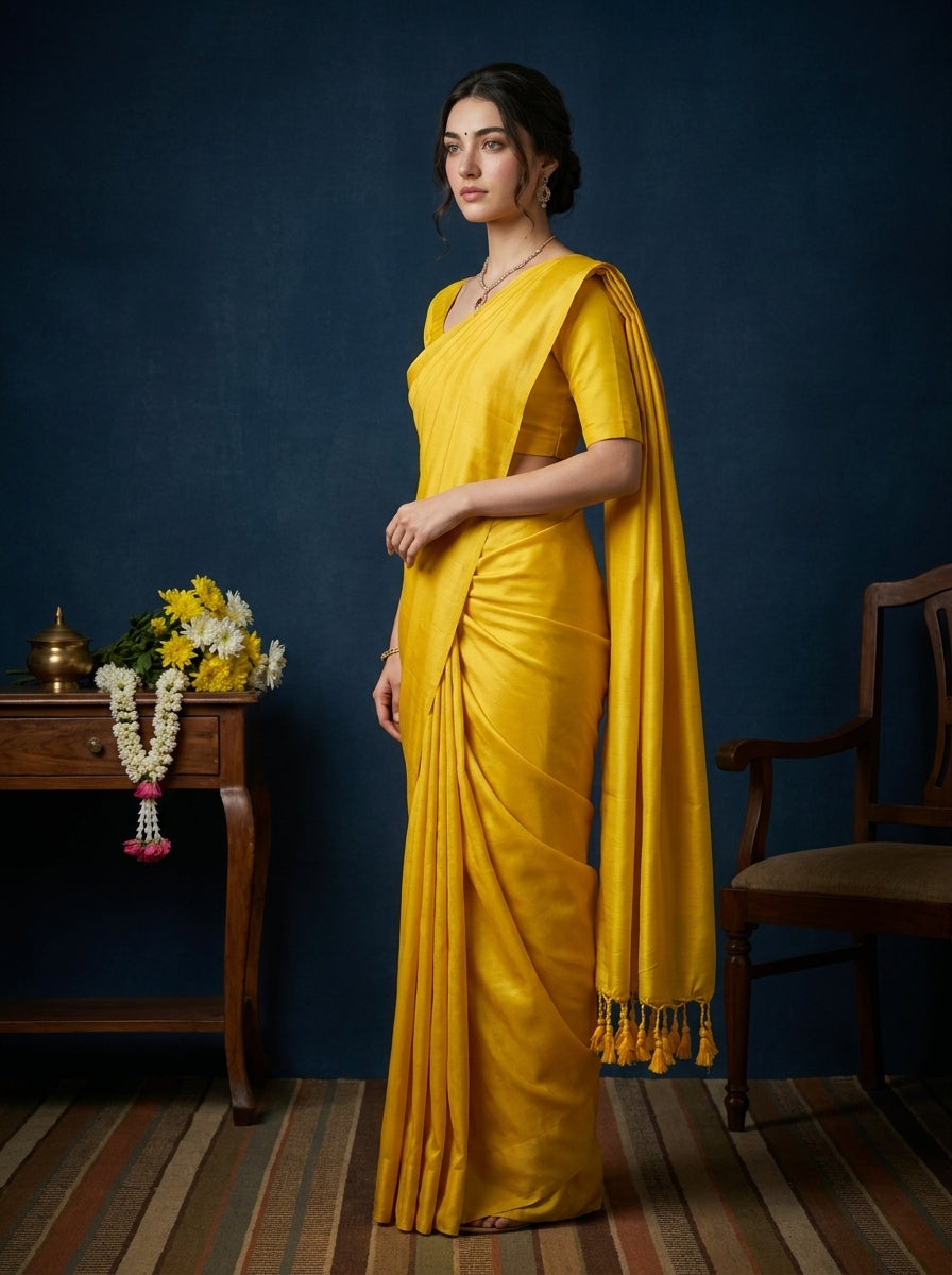 Women's Olive Paisley Printed Linen Blend Saree with Blue Border | Elegant Floral Ethnic Wear for Festive & Daily Use