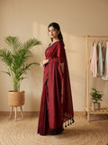 Women's Olive Paisley Printed Linen Blend Saree with Blue Border | Elegant Floral Ethnic Wear for Festive & Daily Use