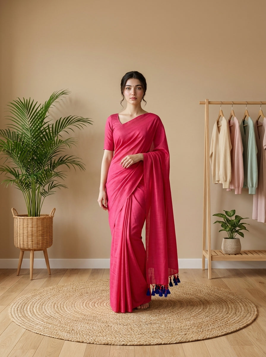 Women's Olive Paisley Printed Linen Blend Saree with Blue Border | Elegant Floral Ethnic Wear for Festive & Daily Use