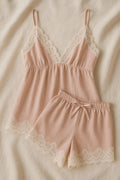 Amour Lace Trim Satin Cami & Short Set