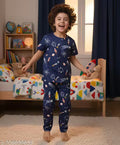 Boys Cotton Blend Printed Co-ords Set Short Sleeve Round Neck T-Shirt & Pyjama Soft & Comfortable Kids Clothing set of